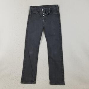 Levis 501 Jeans Mens 31x32 Gray Straight Leg Button Fly Stretch Denim Charcoal